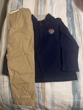 Kids Matching Set - Navy Top and Khaki Pants - NEW